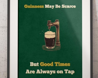Guinness Beer Tap Print – Funny Irish Pub Sign, Man Cave Art (Digital Download)