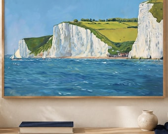 White Cliffs of Dover Print, British Coastal Art, Digital Download