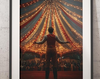 Vintage Circus Tent Art Print, Ringmaster, Carnival Decor (Digital Download)