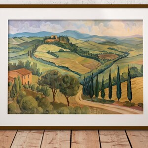Tuscany Landscape Wall Art - Italian Countryside Print, Rustic Farmhouse Decor, Mediterranean Travel Poster, Gift for Italy Lovers & Home