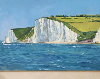 White Cliffs of Dover Print, British Coastal Landscape Wall Art