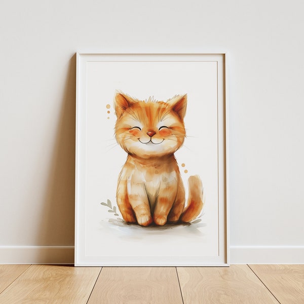 Cute little cat wall decor | PRINTABLE Nursery wall art | Children art | Digital art print | Nursery Art | Versatile Decor | KromaPrints