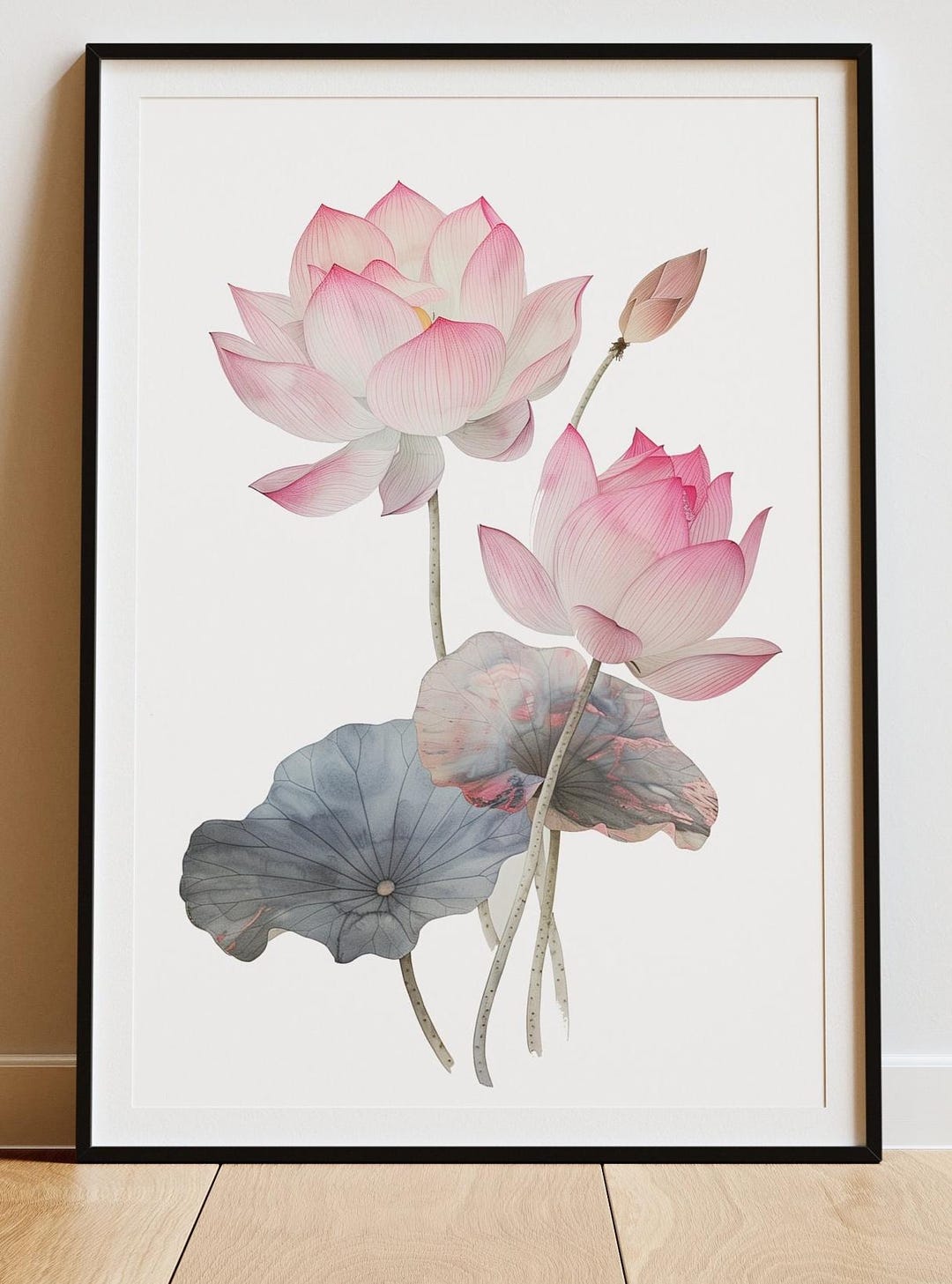 Watercolor Lotus Flower Print, Asian Botanical Wall Art (digital ...