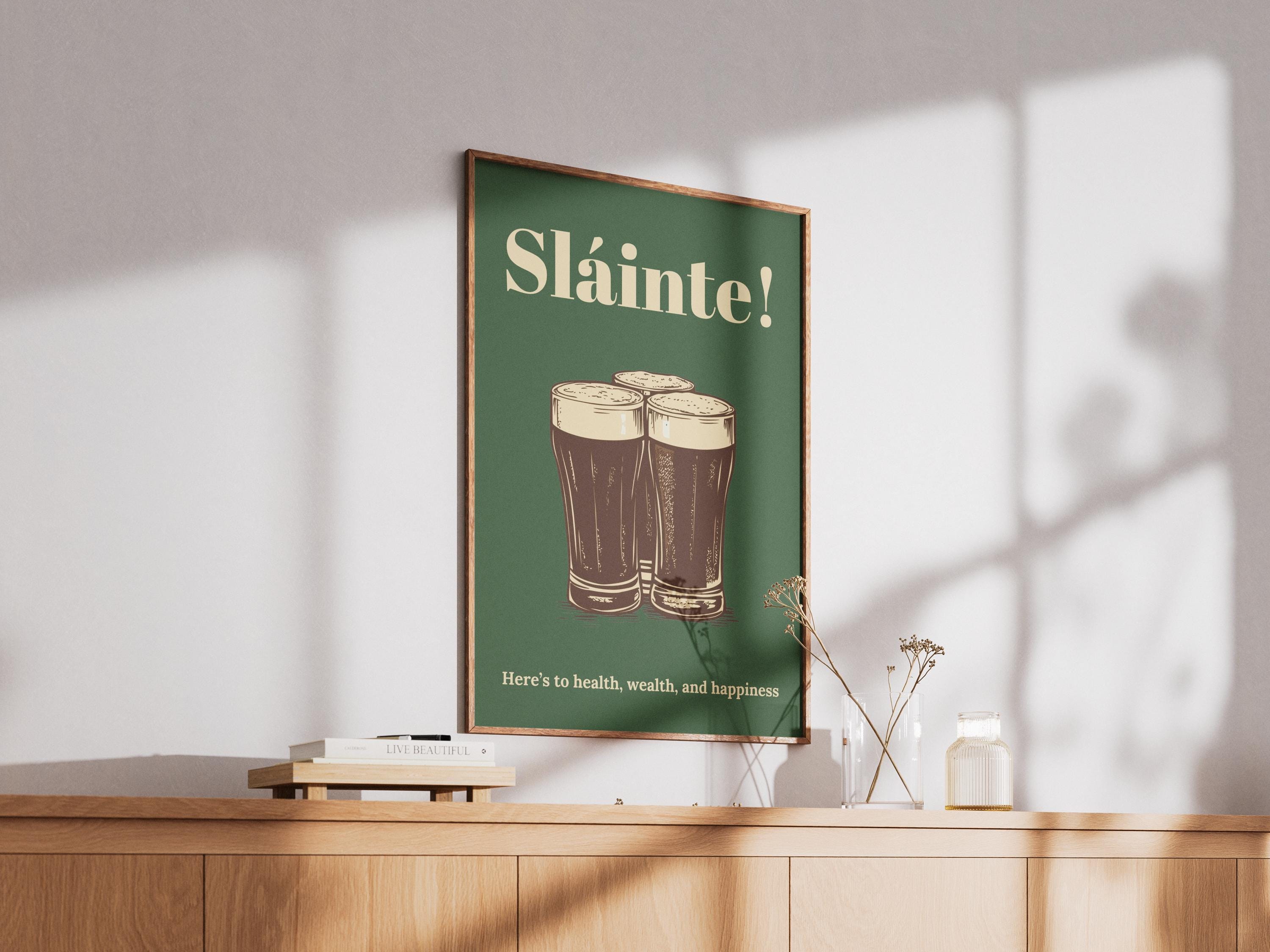 Sláinte Irish Pub Wall Art, Vintage Guinness Print, St. Patrick’s Day ...