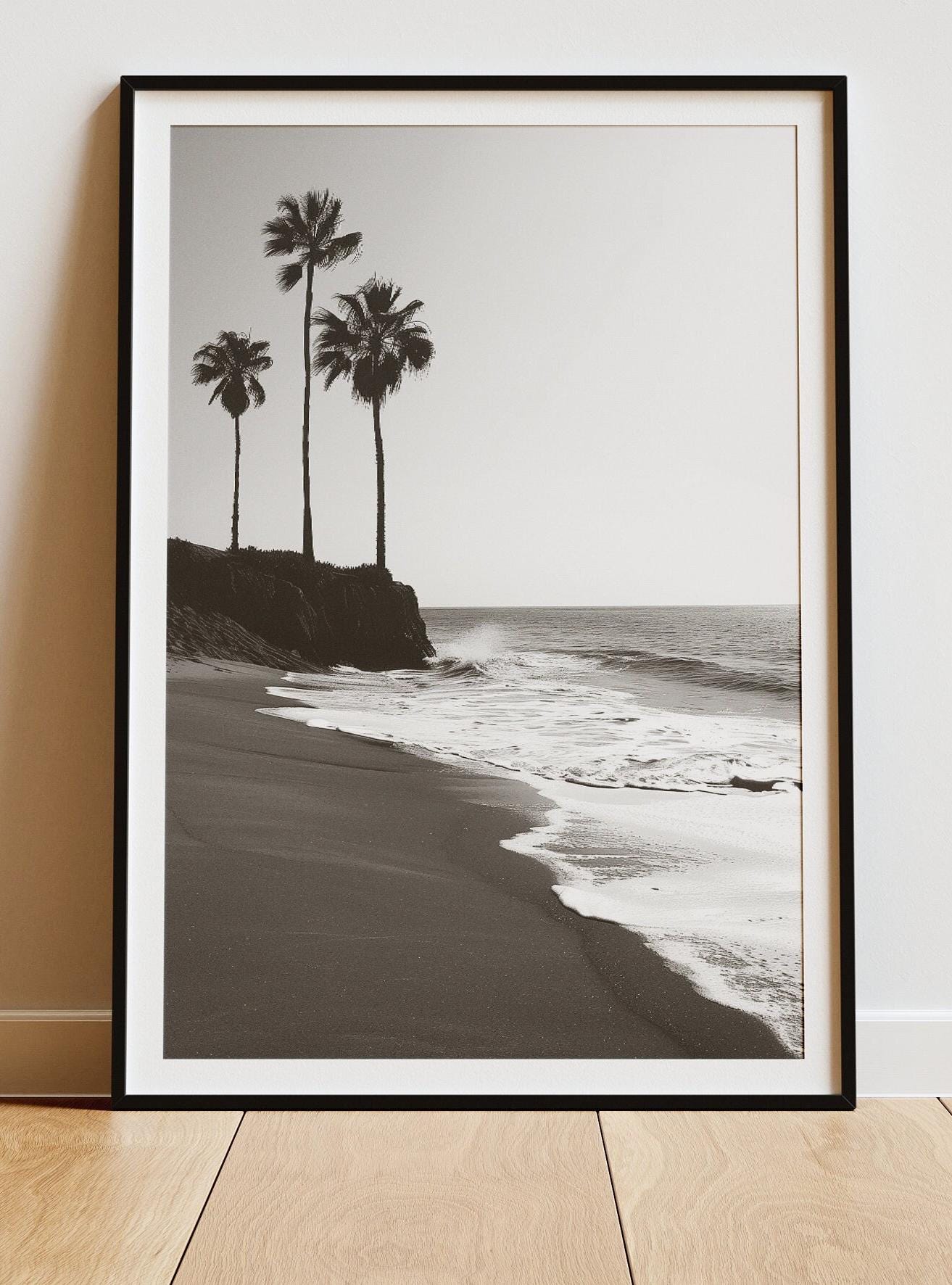 Black and White Palm Tree Beach Print, Coastal Wall Art, Minimalist ...