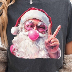 Retro Santa Christmas Blowing Bubble PNG, Funny Christmas PNG, Merry Christmas Png, Santa Claus With Sunglasses Xmas Holiday Png Sublimation