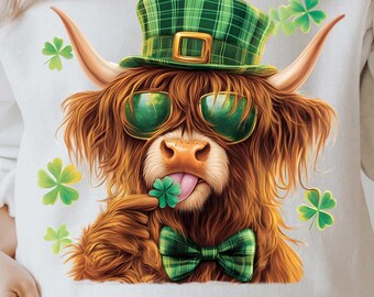 Highland Cow St. Patrick's Day Png, Retro St Patricks Day PNG, Coquette St Patty's Day png, Lucky PNG, Coquette St Patricks Png, Irish Png