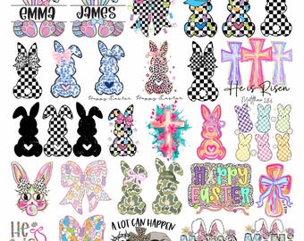 Happy Easter Bundle PNG, Easter PNG Bundle, Easter Bunny Png, Retro Easter Png, Easter Coquette Png, Floral Spring Png, Brushstroke Easter