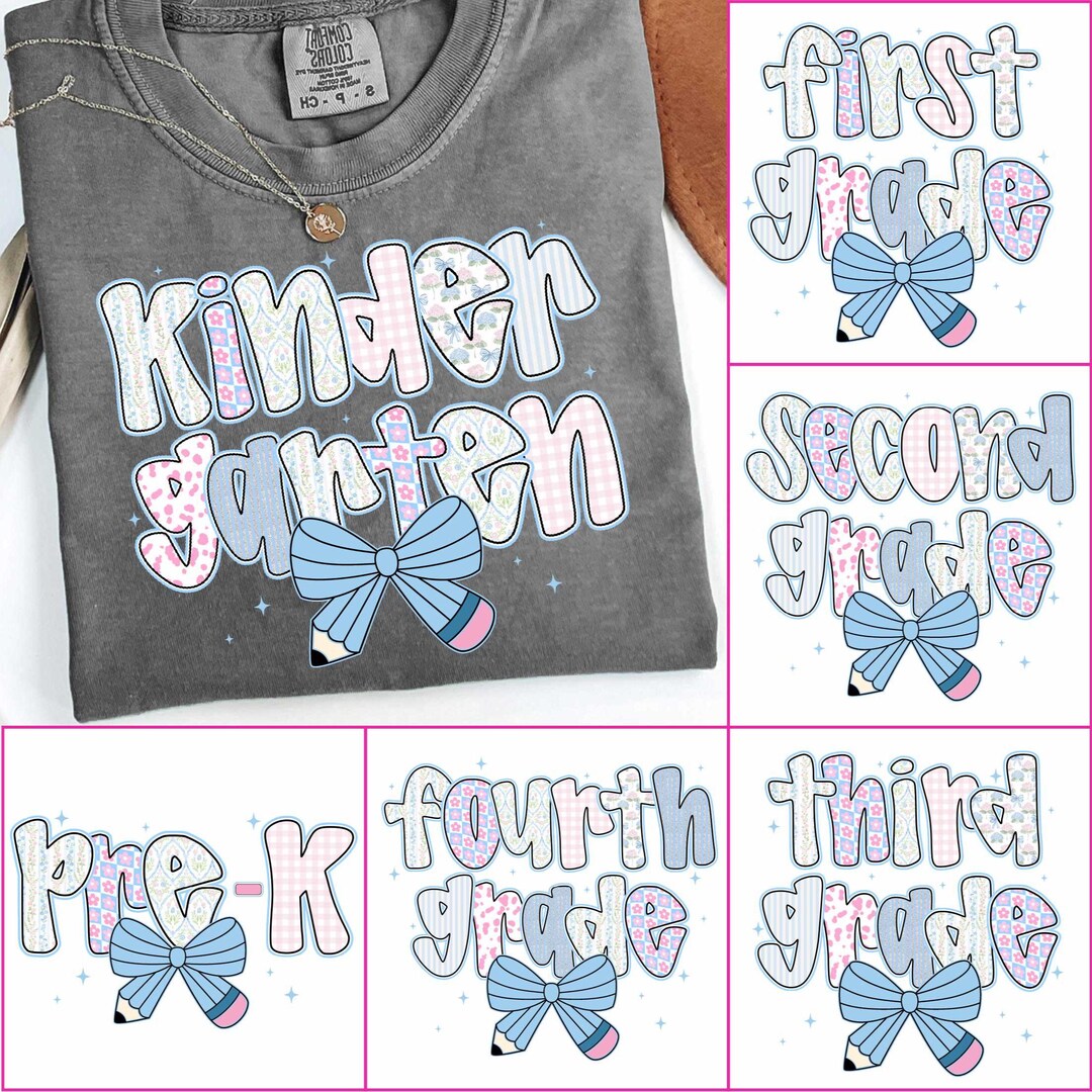 Preppy Back to School Floral Bundle, First Day of School Png, Preppy ...