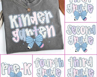Preppy Back to School Floral Bundle, First Day Of School Png, Preppy School Png, School Bundle Png, First Second Third Fourth Grade Designs