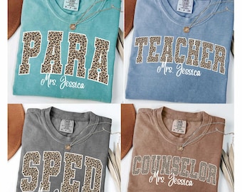 School Occupation Png Bundle, Custom Teacher Name Png, Back To School Teacher Png, Leopard Back to School Png, Teacher Para Sped Composition