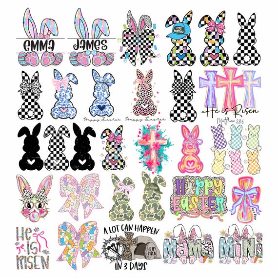 Happy Easter Bundle PNG, Easter PNG Bundle, Easter Bunny Png, Retro Easter Png, Easter Coquette Png, Floral Spring Png, Brushstroke Easter