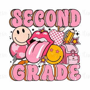 Retro Back To School Png Sublimation Design, Second Grade Png, Back To School Png, First Day Of School Png, School Grade Png, Teacher Png