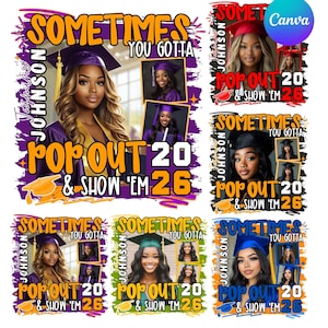 Graduation Insert Photo Editable Canva Template, Pop Out and Show Em Editable Canva Template Digital Download, Graduate 2026 Template
