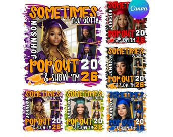Graduation Insert Photo Editable Canva Template, Pop Out and Show Em Editable Canva Template Digital Download, Graduate 2026 Template