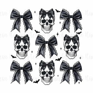 Halloween Skull PNG, Coquette Bow Halloween Png, Retro Halloween Png, Skeleton Png, Halloween Skull Png, Spooky Season Png, Png Sublimation