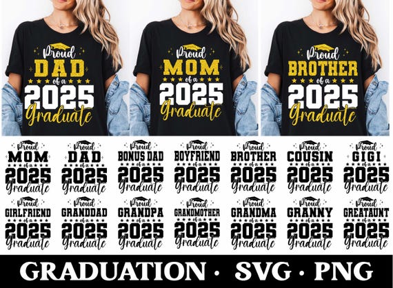 Proud 2025 Graduate SVG Bundle, Graduate Svg, Proud Senior Svg, Senior Family Svg, Graduation 2025 Svg, Class of 2025 Svg, Graduation Family