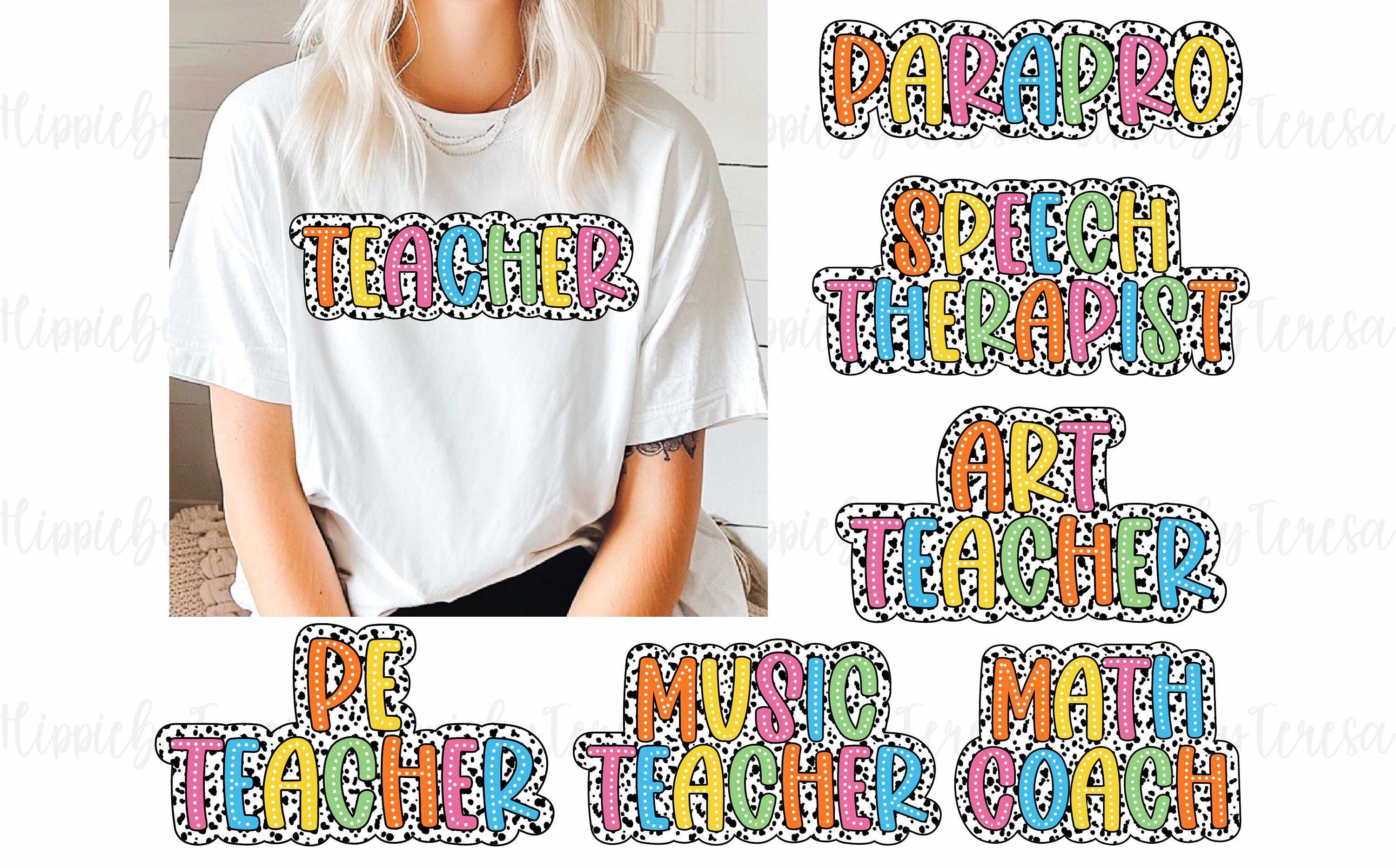 Custom Teacher Dalmatian Bundle PNG, Dalmatian Dots PNG, Parapro Png, Speech Therapist Png, Art Teacher, Pe Teacher, Math, Music Teacher Png