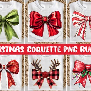 Coquette Christmas png bundle, Christmas Bow png bundle, Merry Christmas png, santa png, Coquette Bow Christmas png, Png Sublimation Designs