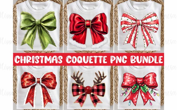 Coquette Christmas png bundle, Christmas Bow png bundle, Merry Christmas png, santa png, Coquette Bow Christmas png, Png Sublimation Designs