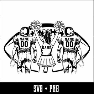 Two Football Player Svg, Cheerleader Svg, Football Name Svg, Cheer Dance Svg, Football Shirt, Football Season, Cheerleader Clipart, Svg Png