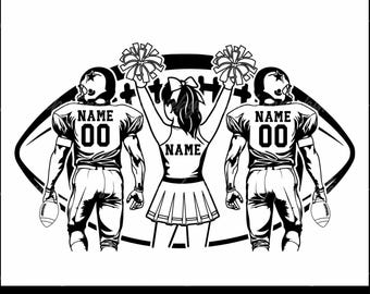 Two Football Player Svg, Cheerleader Svg, Football Name Svg, Cheer Dance Svg, Football Shirt, Football Season, Cheerleader Clipart, Svg Png