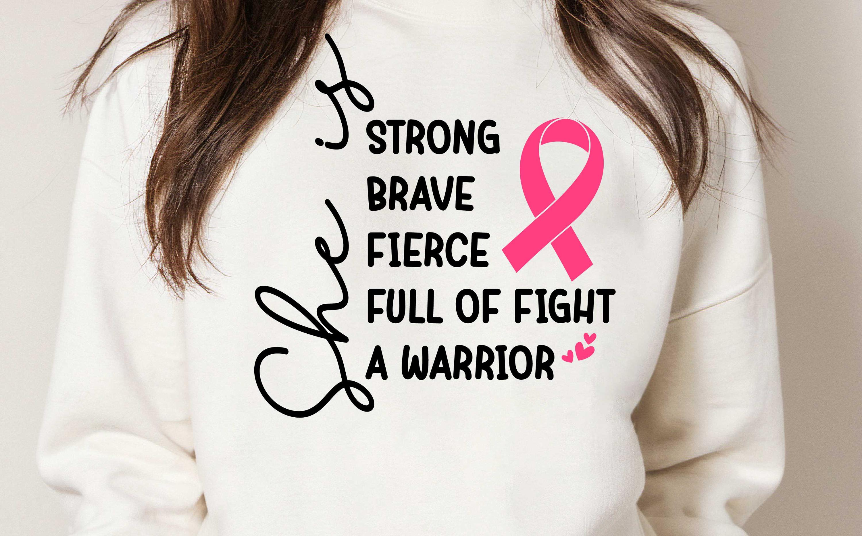 Breast Cancer SVG, She is Strong Brave Full of Fight A Warrior SVG ...