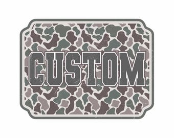 Custom Old School Camo PNG, Personalized Varsity Style Letters, Custom Name Mascot, Varsity Custom Camouflage Frame Wording Sublimation Png