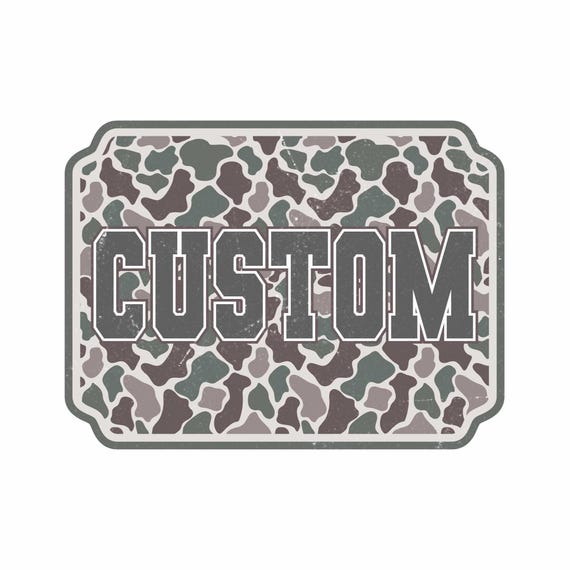 Custom Old School Camo PNG, Personalized Varsity Style Letters, Custom Name Mascot, Varsity Custom Camouflage Frame Wording Sublimation Png