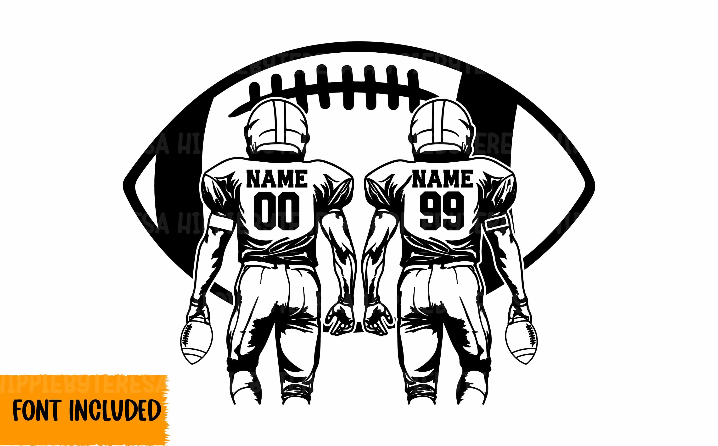 Customizable Football Player SVG, Two Football Players Svg, Layered Custom Football SVG, Personalized Name Football Player Svg, Png