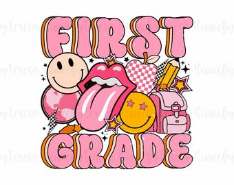 Retro Back To School Png Sublimation Design, First Grade Png, Back To School Png, First Day Of School Png, School Grade Png, Teacher Png