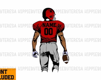 Layered Custom Football SVG, Football player svg, Football Shirt Customize Name Number Player, Custom Name Football Player Design, Svg, Png