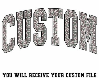 Custom Old School Camo PNG, Personalized Varsity Style Letters, Custom Name or Mascot,  Varsity Custom Camouflage Wording Sublimation Png