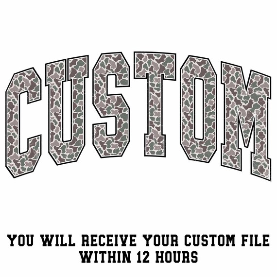 Custom Old School Camo PNG, Personalized Varsity Style Letters, Custom Name or Mascot,  Varsity Custom Camouflage Wording Sublimation Png