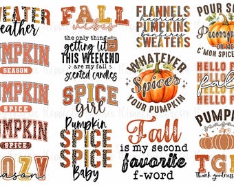Fall Sublimation PNG Bundle, Fall Png, Print File, Fall Sublimation Design, Autumn Png, Fall Png Trendy, Fall Shirt Png, Digital Download