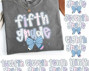 Preppy Back To School Floral Bundle Png, First Day of School Png, Preppy School Png, School Bundle Png, Fifth Sixth Seventh Eighth Grade Png