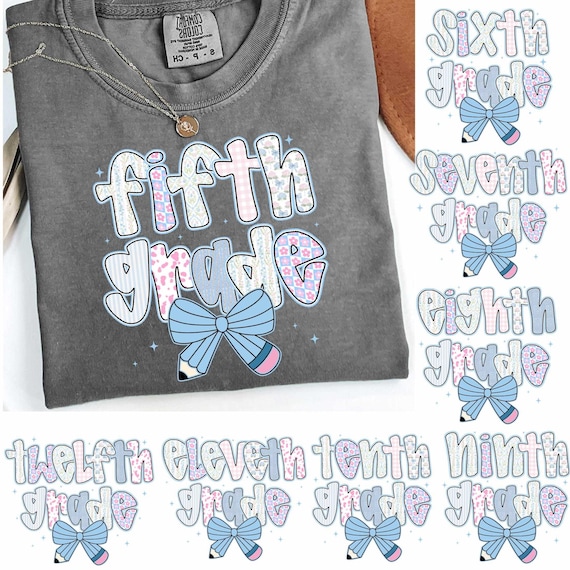 Preppy Back To School Floral Bundle Png, First Day of School Png, Preppy School Png, School Bundle Png, Fifth Sixth Seventh Eighth Grade Png