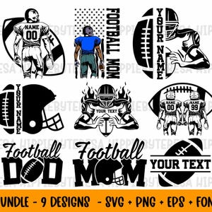 Football Mom svg, Football Dad svg png, Custom Player, Football svg Cut file for Cricut, Football Shirt Customize Name Number Player svg png