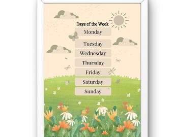 Days of the Week Printable Educational Posters Montessori Education Classroom Decor Homeschool Resources Kindergarten Preschool Printables