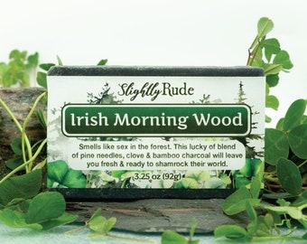 Irish Morning Wood - Organic Handcrafted Funny Adult Soap Bar for St Patrick's Day Date Night Gift