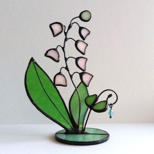 Stained Glass Lily of the Valley – 3D Spring Flower – Handmade Glass Sun Catcher