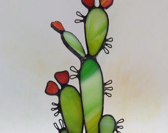 Kaktus Glasmalerei, Kaktus Kunst, Suncatcher, Geschenk für Pflanzenliebhaber, Home Decor