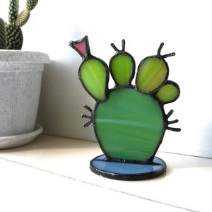 Handcrafted Cactus Stained Glass Decor - Boho Chic Home Accen