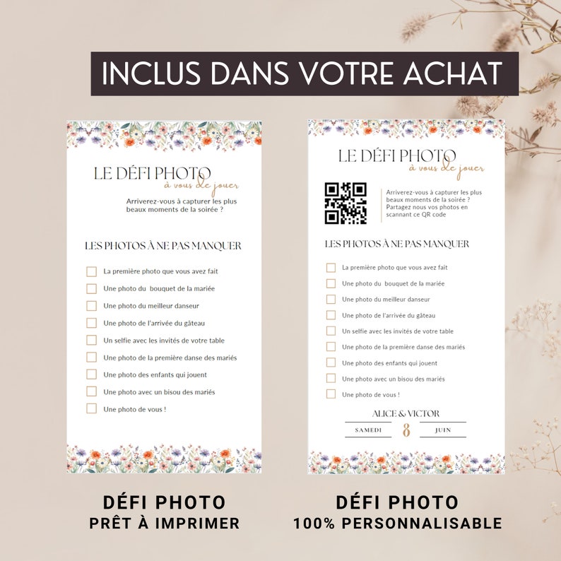 Jeu défi photo mariage : Personnalisez votre jeu pour les invités Animation de table Prêt à imprimer ou à personnaliser facilement image 2