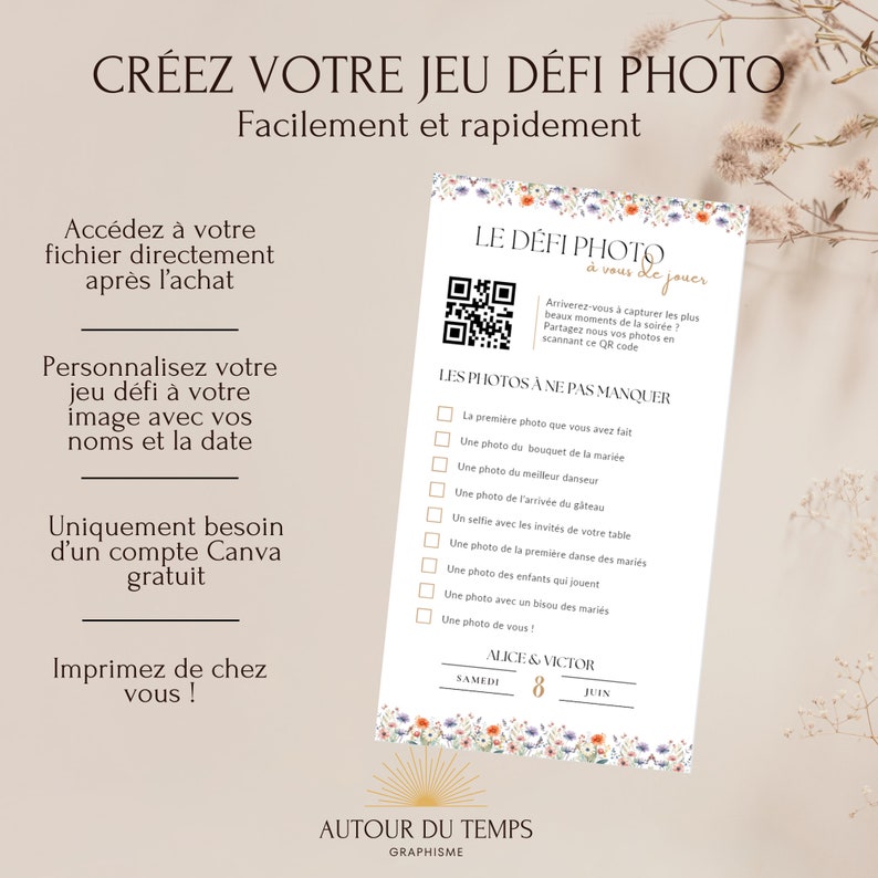 Jeu défi photo mariage : Personnalisez votre jeu pour les invités Animation de table Prêt à imprimer ou à personnaliser facilement image 5