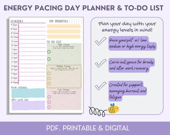 Energiebasierte To-Do Liste und Tagesplaner | Neurodianerfreundlich Digital & Printable | AuDHD, Burnout, Chronische Müdigkeit Unterstützung
