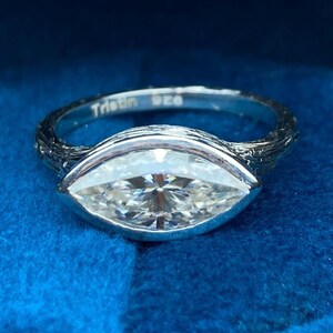 Marquise Cut Moissanite Engagement Ring, Bezel Set Classic Solitaire  Wedding Ring, Solid Gold Promise Bridal Anniversary Gift Ring For Wife