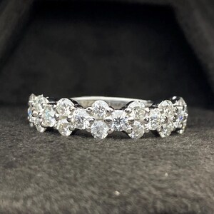Round Cut Moissanite Engagement Band-Half Eternity Unique Bridal Wedding Band-14K Solid Gold Diamond Vintage Promise Ring-Birthday Gift Ring