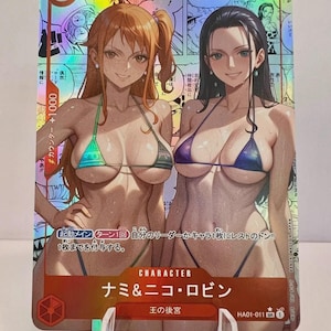 Carta Doujin Anime Waifu personalizzata con la dea sexy di Nami e Nico Robin di ONE PIECE