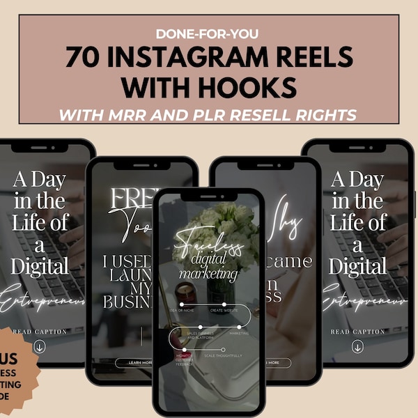 70 Faceless Reels Videos With Hooks,  Faceless Reels for Instagram marketing, Social media Stock Videos, IG Reels, PLR Reels, faceless reels